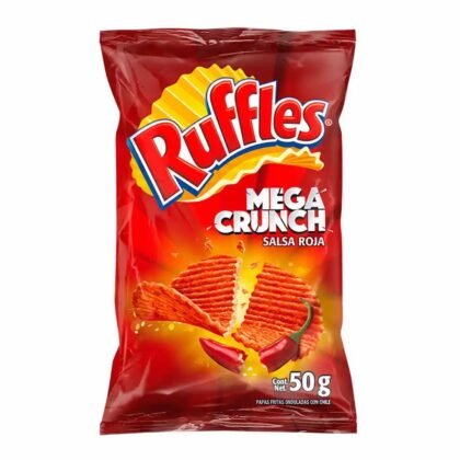 Ruffles Papas Fritas Onduladas con Salsa Roja Mega Crunch 50g
