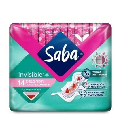 Saba Toalla Femenina Invisible con Alas Delgadas 10Und