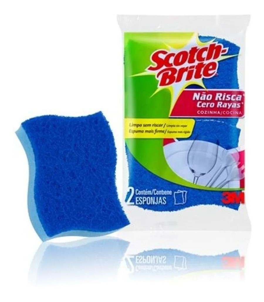 Scotch Brite Esponja Limpieza Delicada Color Azul 1Und