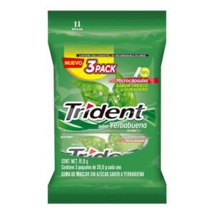 Trident Goma de Mascar Sabor Yerbabuena sin Azúcar 18Und
